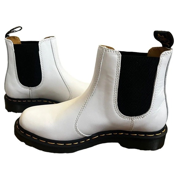 Dr. Marten Womens Yellow Stitch Smooth Leather White Chelsea Boots, Sz 9, NWOB - Picture 6 of 15